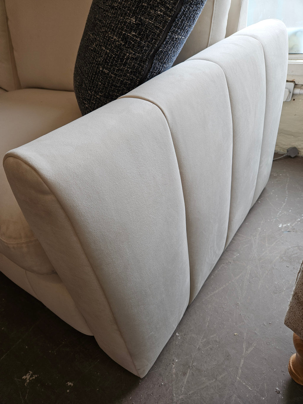 Flute 3 Seater Sofa - Pale Grey Velvet