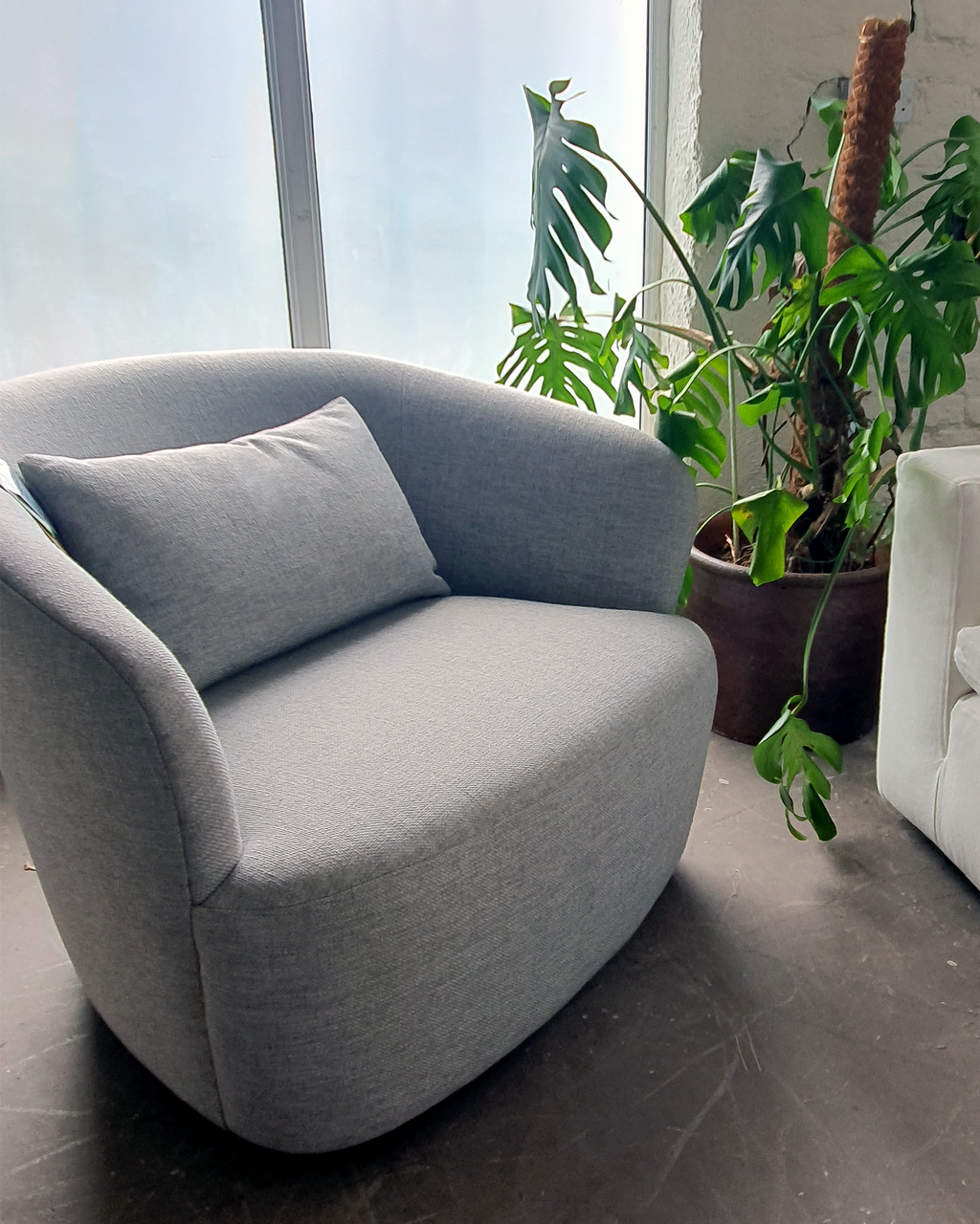 Swivel Arm Chair in Grey