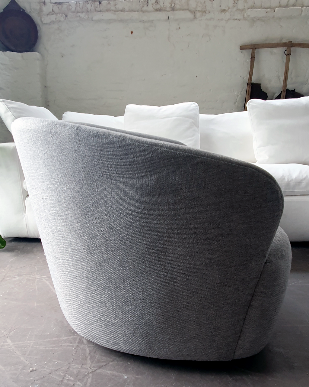 Swivel Arm Chair in Grey