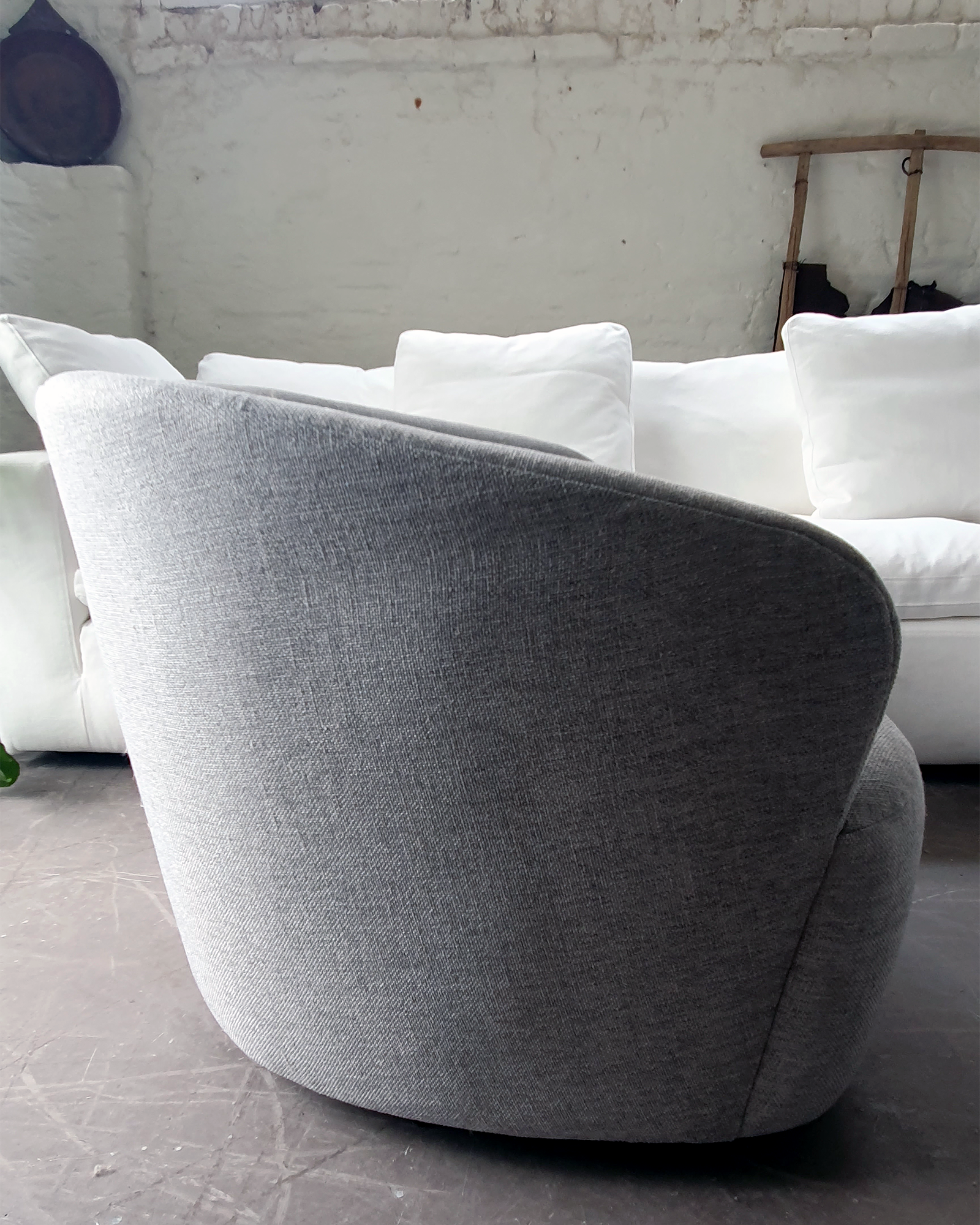 Swivel Arm Chair in Grey