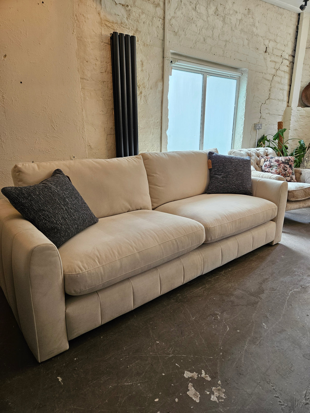 Flute 3 Seater Sofa - Pale Grey Velvet