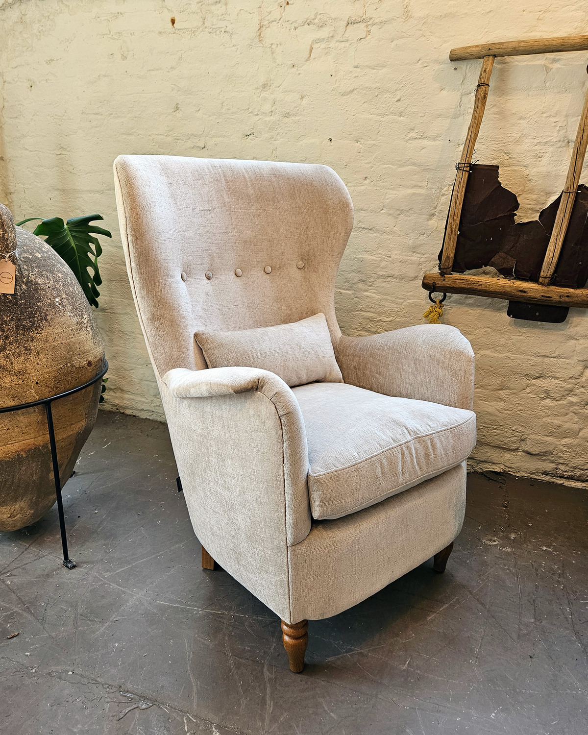 Wingback Armchair - Champagne Chanille