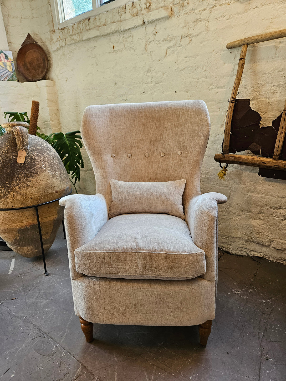 Wingback Armchair - Champagne Chanille