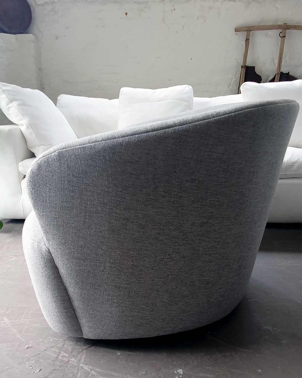 Swivel Arm Chair in Grey