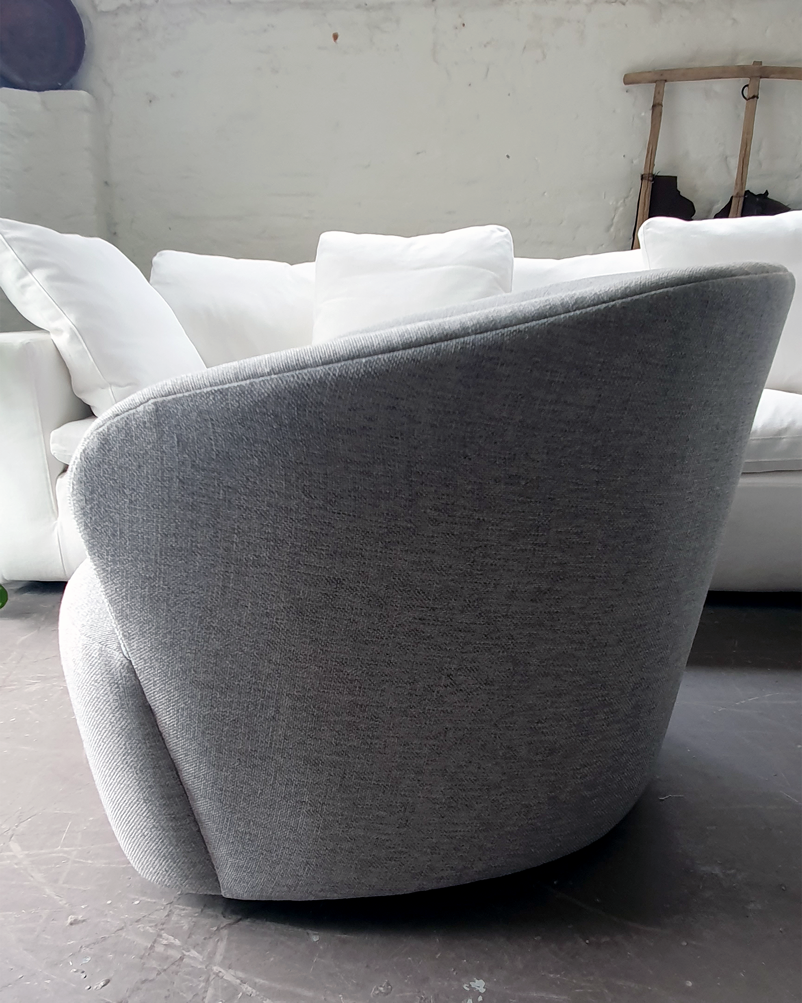 Swivel Arm Chair in Grey