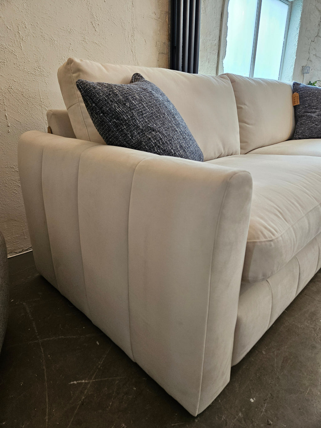 Flute 3 Seater Sofa - Pale Grey Velvet