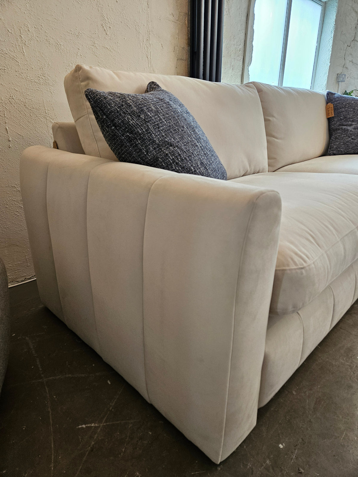 Flute 3 Seater Sofa - Pale Grey Velvet