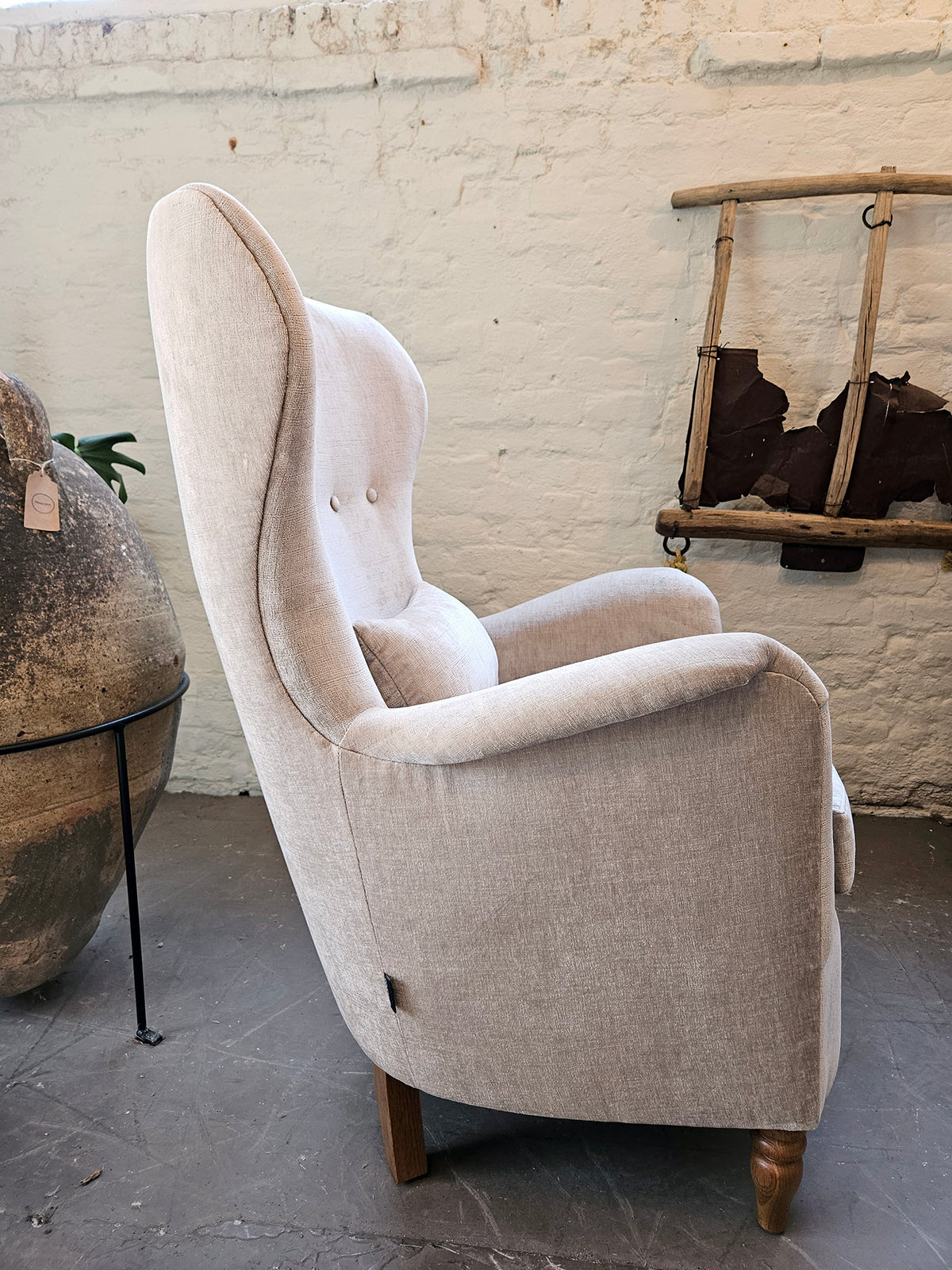 Wingback Armchair - Champagne Chanille