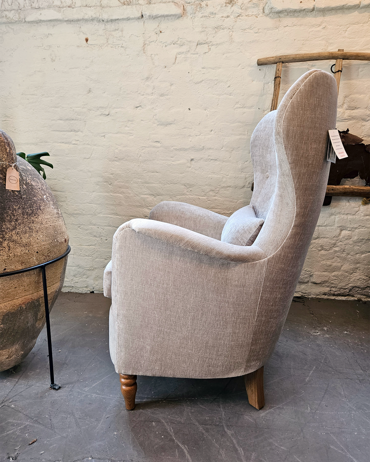 Wingback Armchair - Champagne Chanille