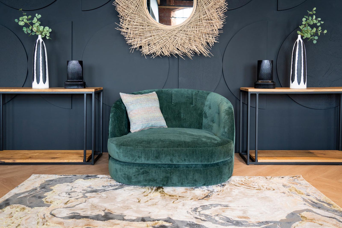 Kidney Swivel Snuggler Chair - Moss Green