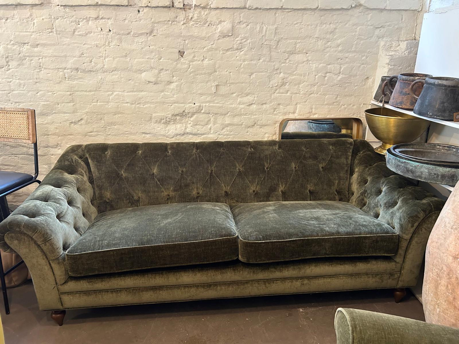 Green Chesterfield Three Seater Sofa